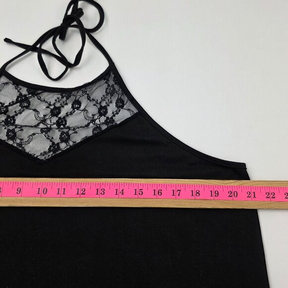 Shein Curve Black Lace Halter Tank Top With Tie Back & Open Back Sleeveless 3XL - Picture 9 of 10